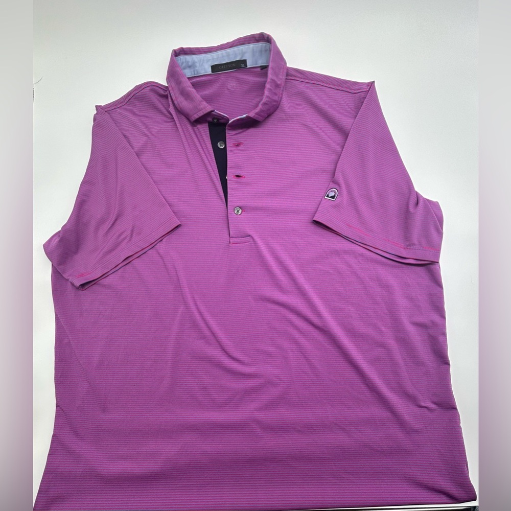 Greyson Polo Men’s XL Striped Purple Performance Shirt